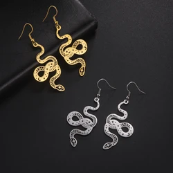 Lemegeton Snake Minimalist Punk Earrings Gold Plated Stainless Steel Dangle Goth Occult Witch Jewelry Ear Piercing New for Women