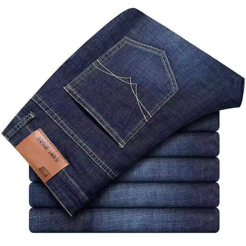 Jeans a gamba dritta alla moda da uomo 2025 nuovi pantaloni slim fit elastici comodi e morbidi pantaloni in denim da lavoro jeans pieghevoli da uomo