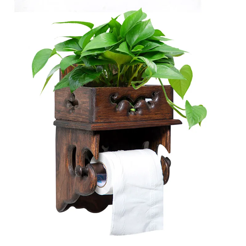 Vintage Wood Paper Towel Rack Toilet Paper Rack Toilet Tissue Box Bathroom Roll Holder Toilet Paper Holder Free of Punching