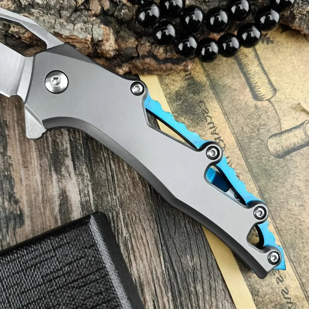 D2 folding knife, camping tactical Hunting self-defense multi-purpose EDC pocket knife D2 blade T6 aluminum handle