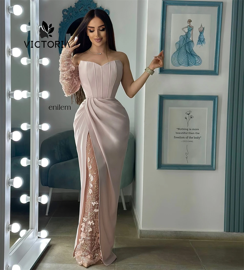 

Detachable Sleeve Baby Pink Evening Dresses Bow Wedding Party Dresses Dubai فساتين سهرة Prom Dresses 2025 Ball Gown Customized