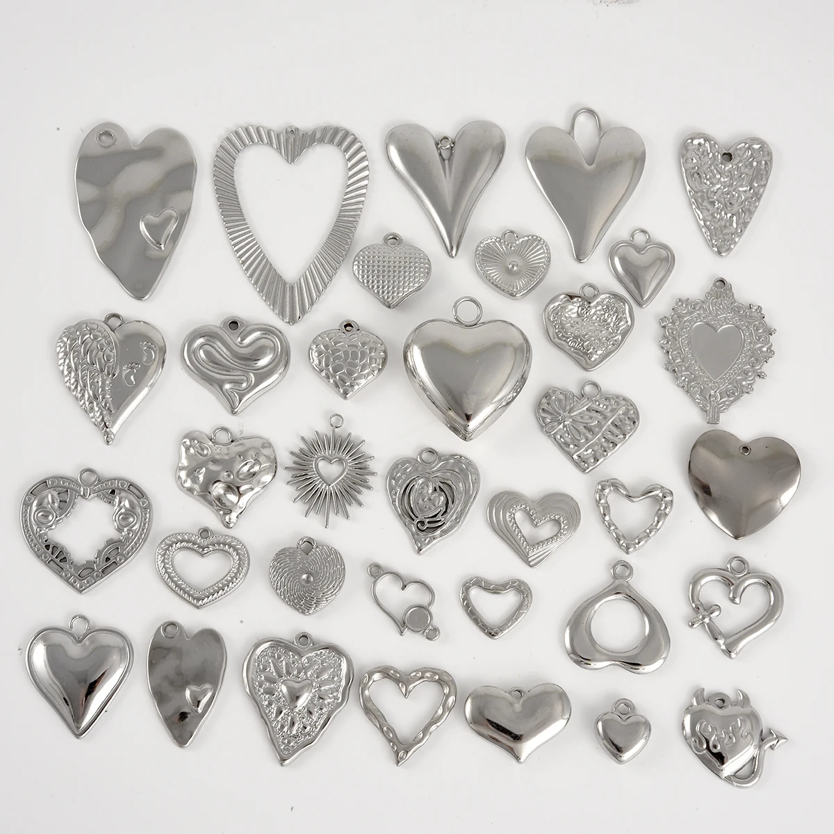 

Fashion 8PCS/lot Stainless Steel Love Heart Charms Jewelry Making Supplies for Necklace Bracelet Heart Pendant Charms Never Fade
