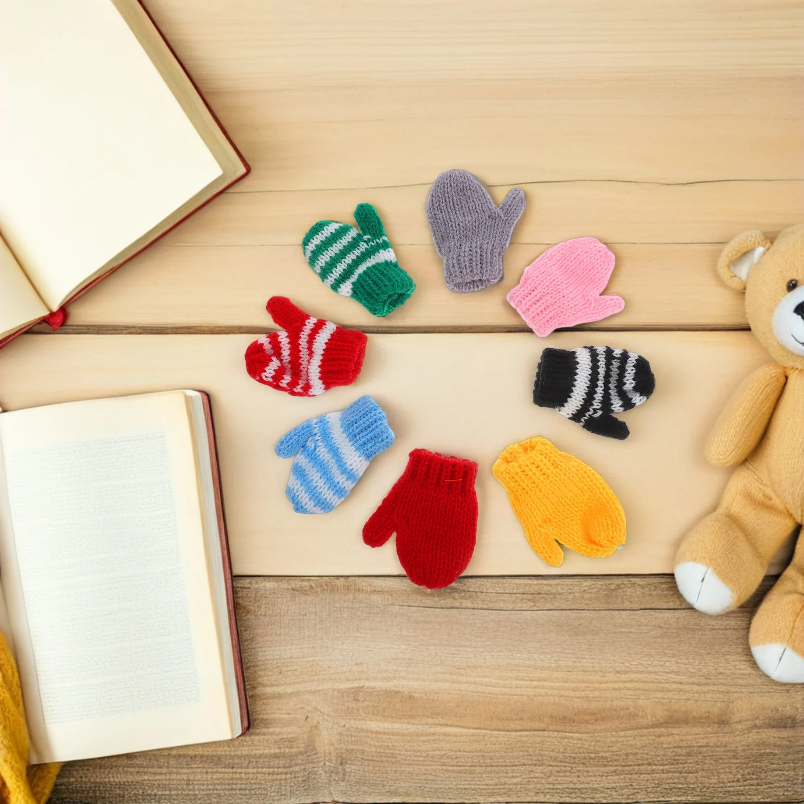 8Pairs Mini Knit Gloves Decorative Mittens Crochet Kids Dress Up Accessories Holiday Tree Ornaments Gloves Costume