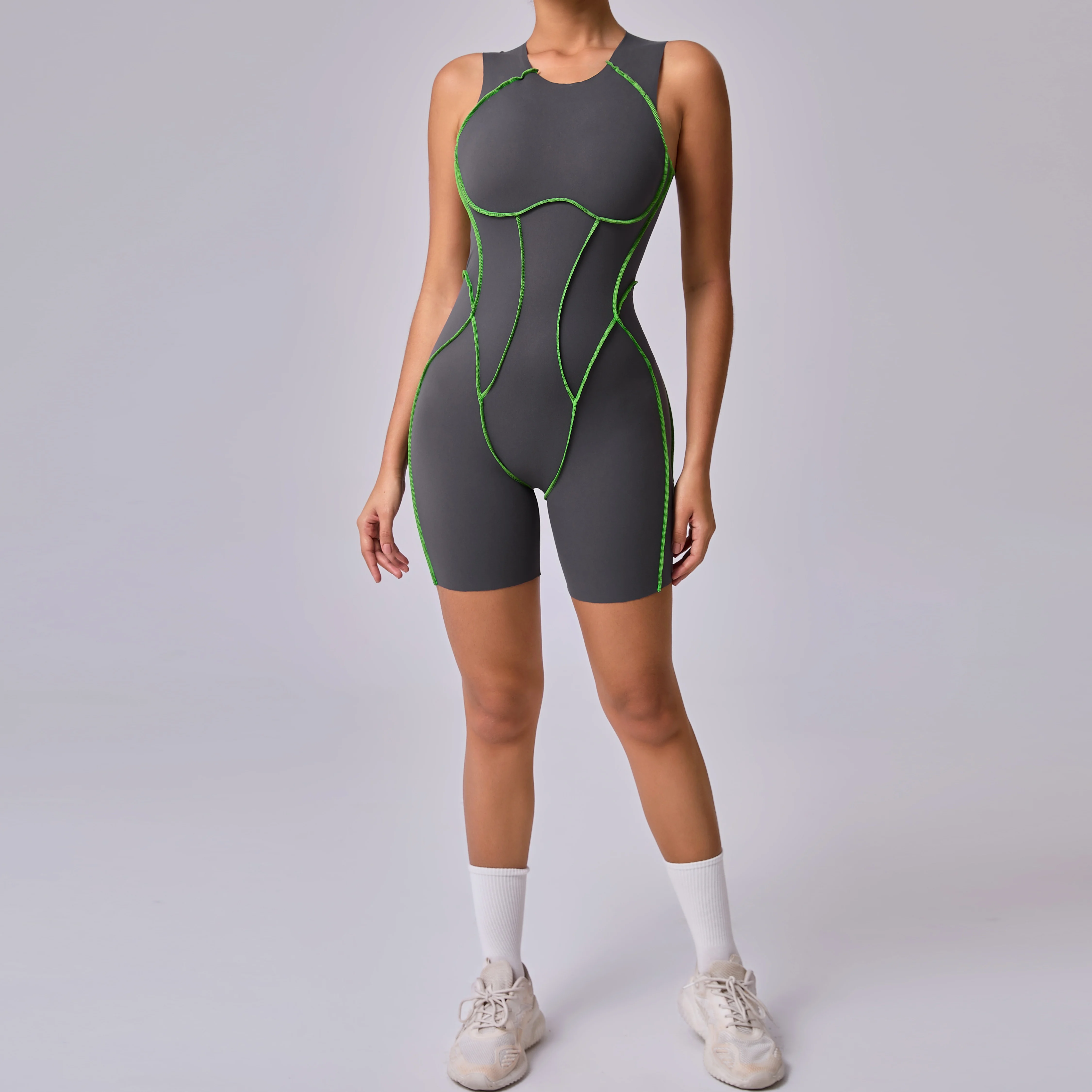 Mono de Yoga corto de verano sin mangas, ropa deportiva para gimnasio, Fitness, mono deportivo para mujer, ropa de entrenamiento para correr y bailar, mono de Yoga