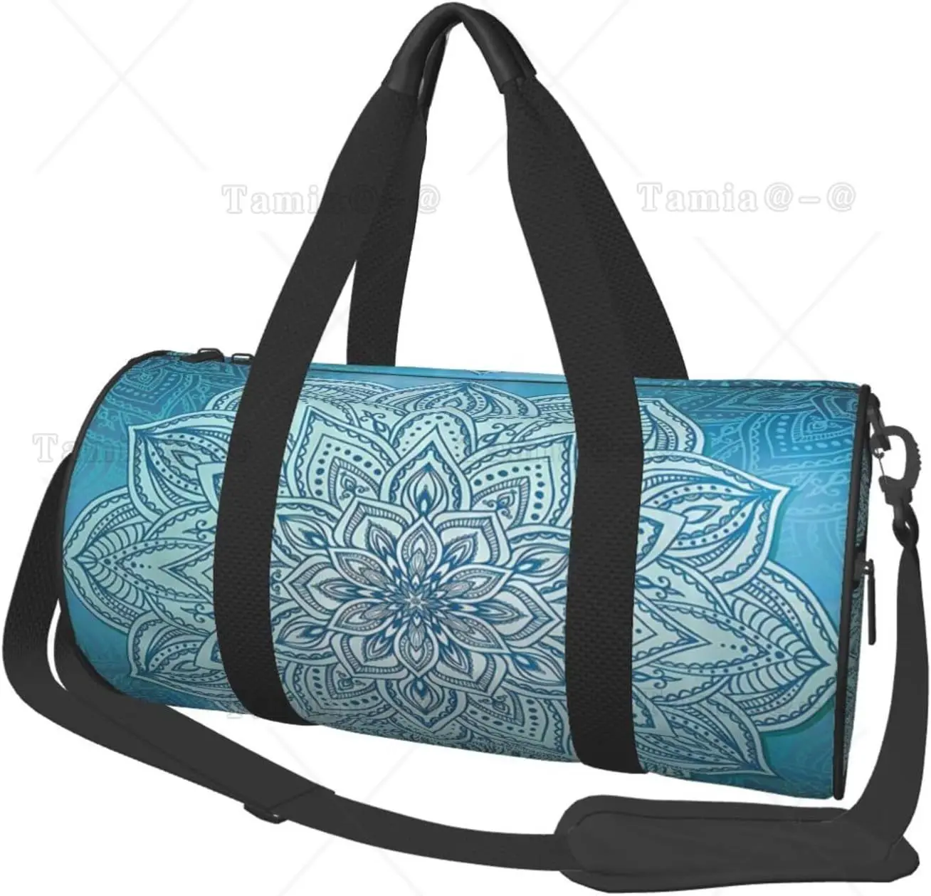 Gym Bag Mandala Lotus Indian Lace Oriental Zen Duffel Barrel Bag Backpack Lightweight Travel Cylinder Bags for Swim Training
