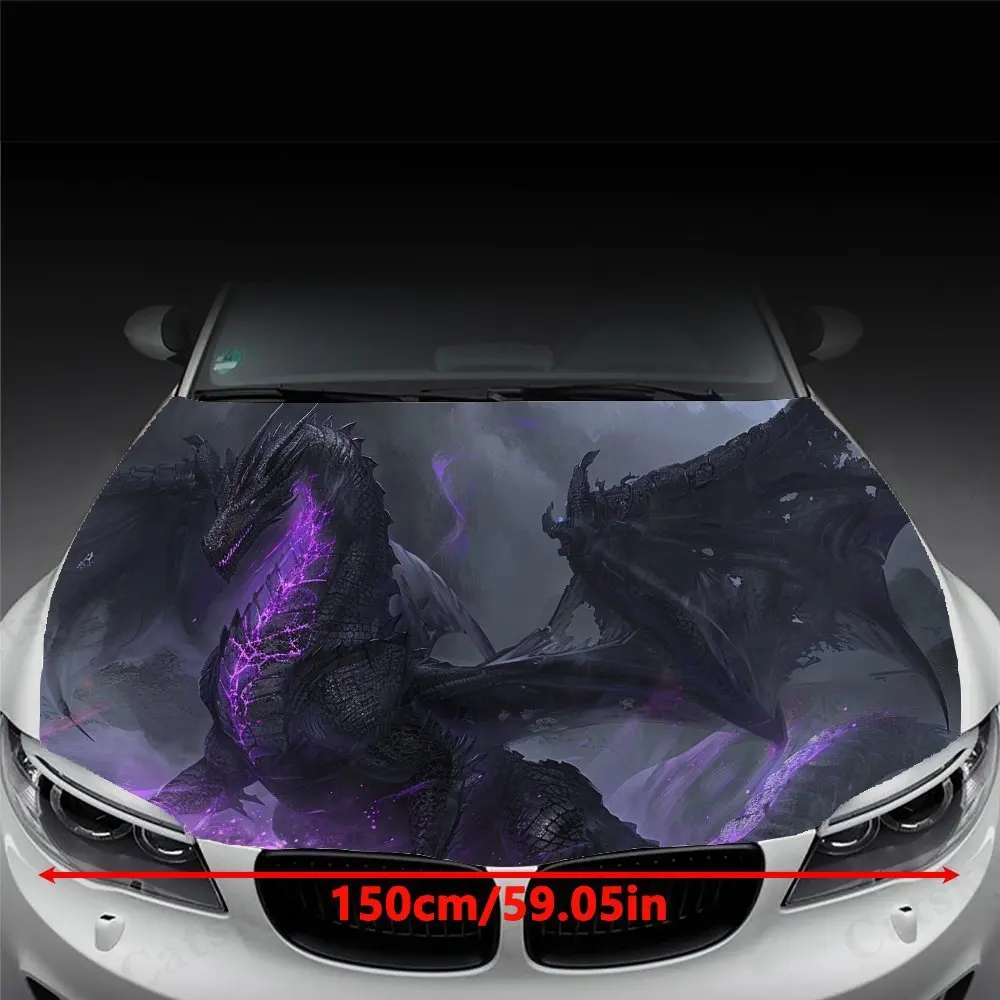 Dark - Realm Purple Dragon car hood stickers, waterproof self-adhesive, scratch resistant, easy to stick, durable car PVC sticke