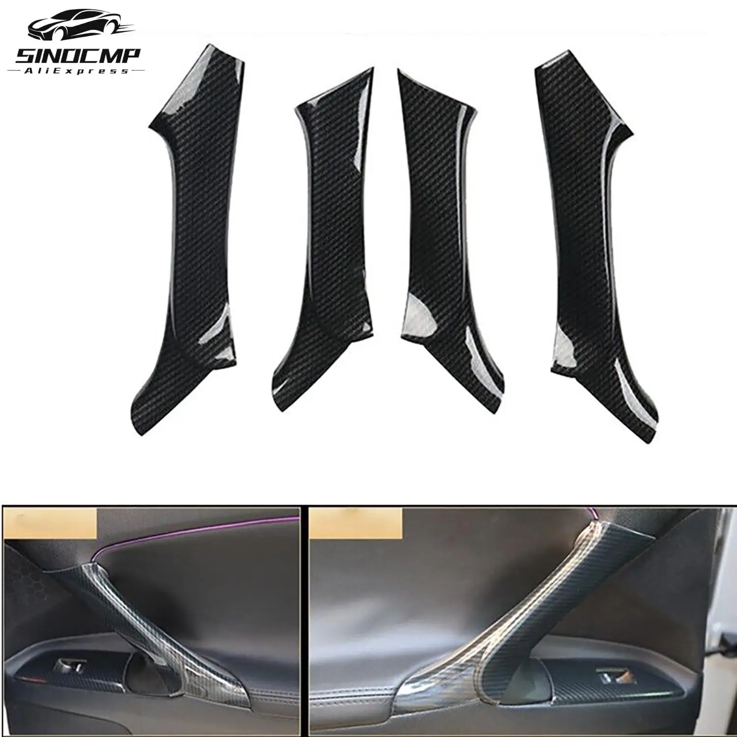 

4Pcs Car Interior Carbon Fiber Door Armrest Panel Trim For Lexus IS F 250 350 2006-2013 Car Door Armrest Accessories