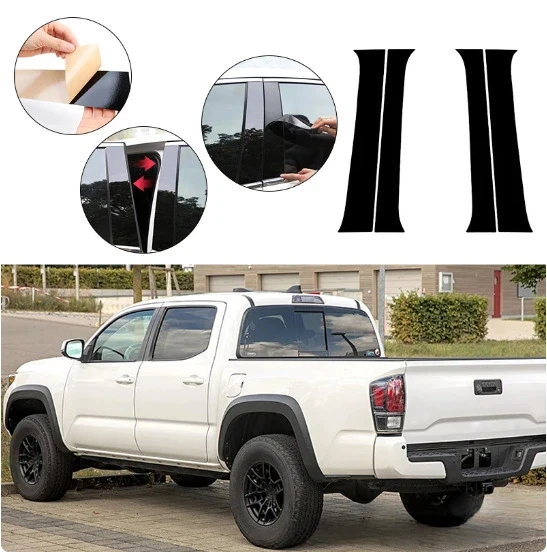 

For Toyota Tacoma Tacoma side door covers, Tacoma windows, bright black center pillar stickers from 2016 to 2023