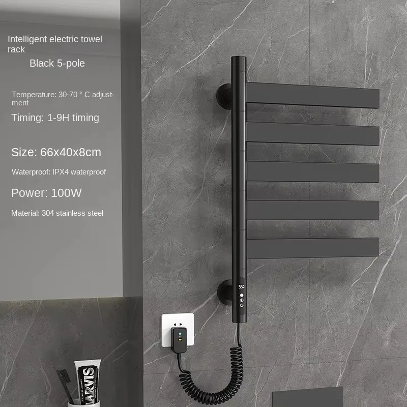 Matte Gray Electric Radiator Stainless Steel Dryer Vertical Design Household Towel Heating Feature Heater for Hotels