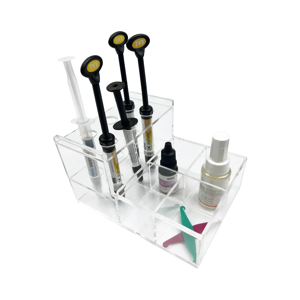 Dental Adhesive Holder For Composite Resin Shelf Syringe Dentist Applicator Brush Storage Case Box Dentistry Acrylic Organizer