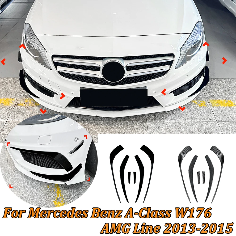 Car Front Wind Blade Car Sticker Wind Vent Exterior Modification For Mercedes Benz A-Class W176 AMG Line 2013-2015 ABS Body Kit