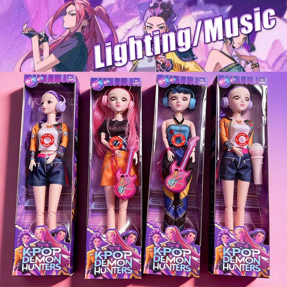 

Hot Sale 22in KPOP Demon Hunters Character Doll Toy ,with Lights/music ,Rumi Mira Zoey Decoration Girl Kids Xmas Suprise Gifts