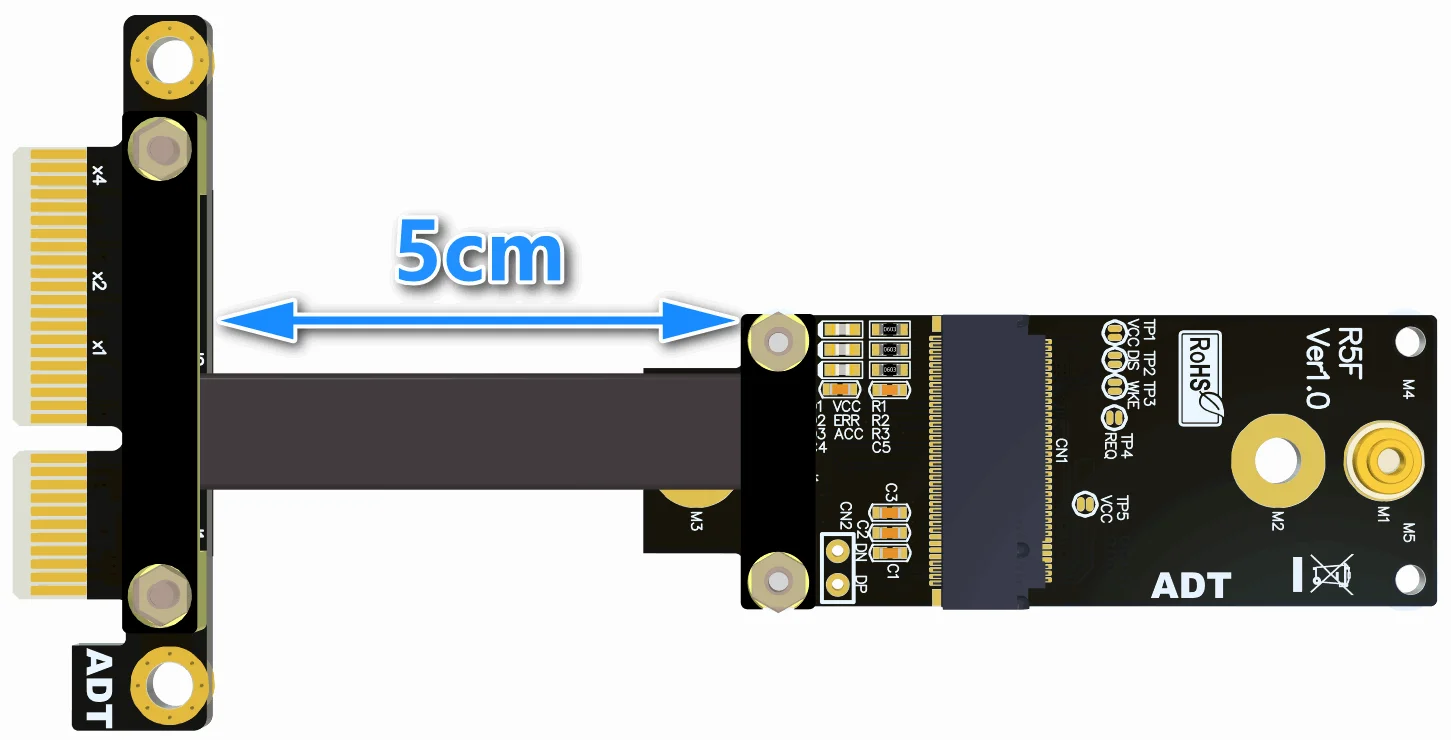 Cable de extensión de conversión WiFi PCIe x4 A M.2 A. key, el NIC inalámbrico está conectado