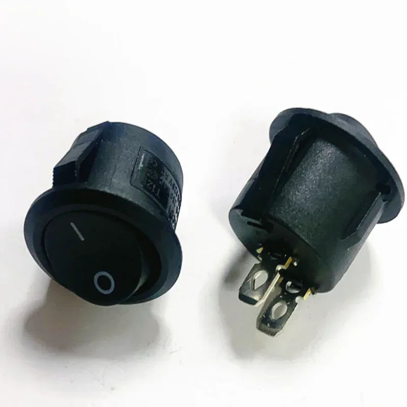 10Pcs AC 6A 10A 250V On Off Snap in SPST Round Boat Rocker Switch Black