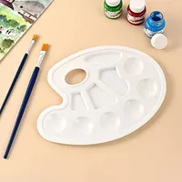 Plastic Art Painting Palette, Oval Multi-Well Mixing Tray for Watercolor Acrylic Oil Paints, Multiple Models Available