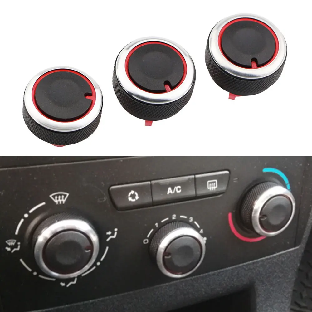 3pcs/set AC Switch Knob for Peugeot 307 Citroeb C-triomphe C4 Heater Climate Control Buttons Dials Air Con Cover Heat Knobs