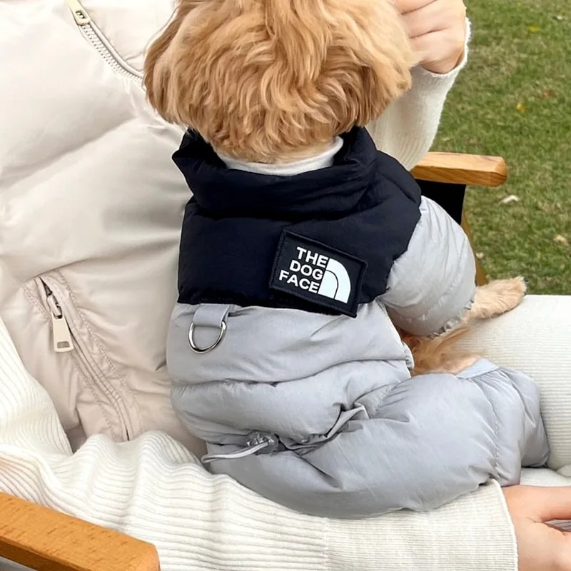 

ZUJOLY Teddy Four-Legged Cotton Coat Small Dog Winter Clothing Poodle Warm Down Jacket Thickened Jumpsuits Dog Clothes