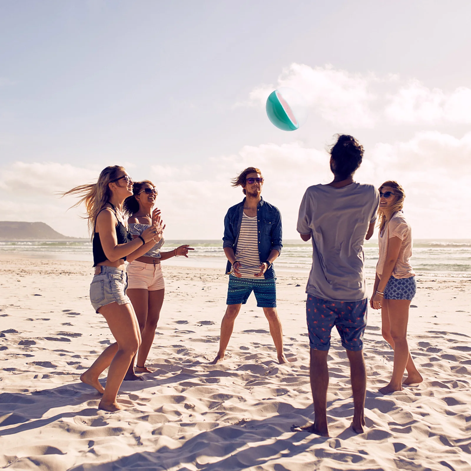 Balles de plage gonflables en PVC, jouets de piscine en vrac, décorations de fête hawaïenne, Design pastèque, couleur vive, jouets d'extérieur décolorés