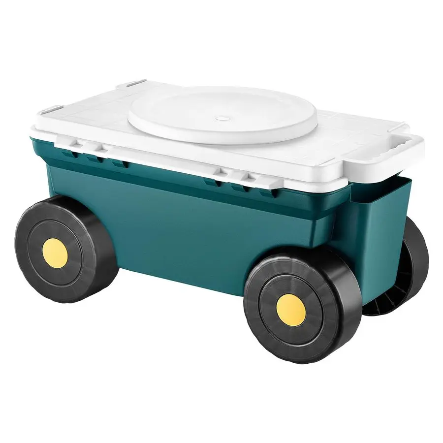 

Garden Scooter with Seat, 2 in 1 Rolling Garden Cart with Storage Bin, Supports up to 227 lbs, Outdoor Wagon with Handle, Lightw