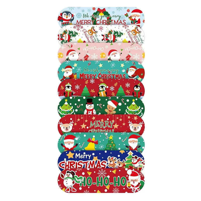 10 pz/set Christmas Style Band Aid Cartoon babbo natale pupazzo di neve modello alce cerotto fasciatura per ferite bende adesive