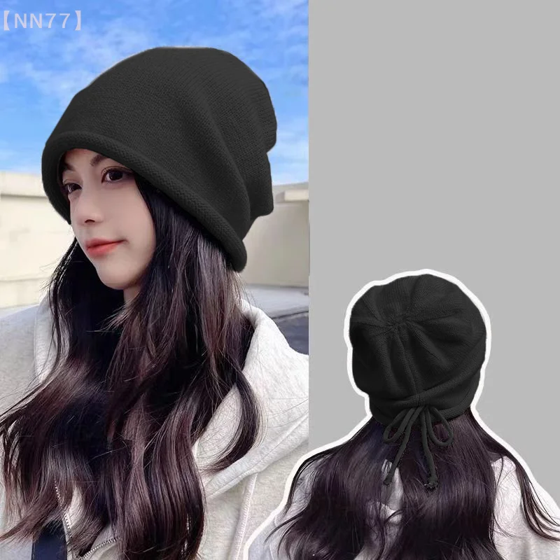 Topi Beanie wol uniseks, tali tarik Kpop Skullcap hangat, lembut & tahan angin untuk wanita dan pria di musim dingin dan musim semi