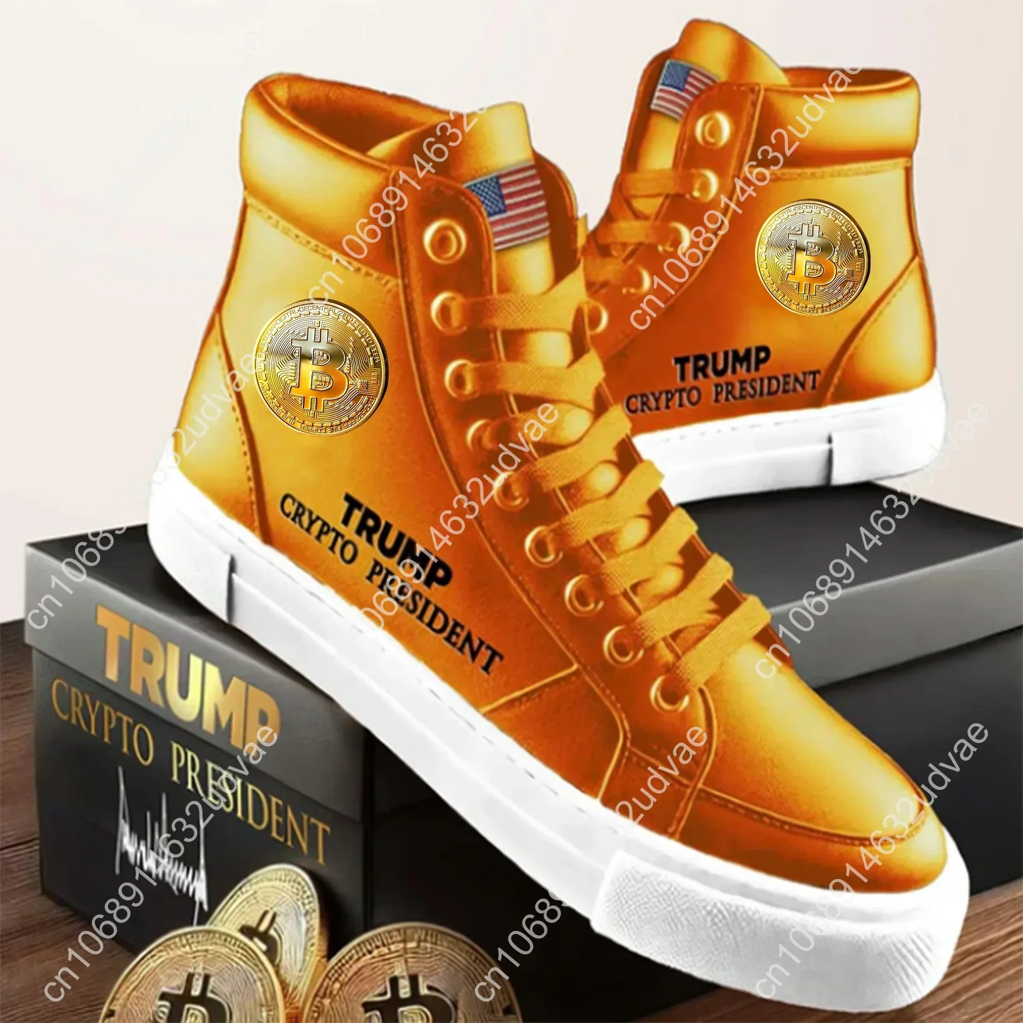 Bitcoin Orange Shoes Trump Sneakers 100% Top Quality Crypto President 2024 MAGA Never Surrender 45 47 Mens Casual Road Boots