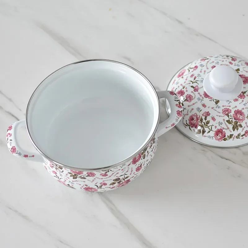 Cacerola, ollas para sopa, porcelana esmaltada, accesorios de cocina gruesos, cocina de Gas, uso General, utensilios de cocina diarios, fácil limpieza