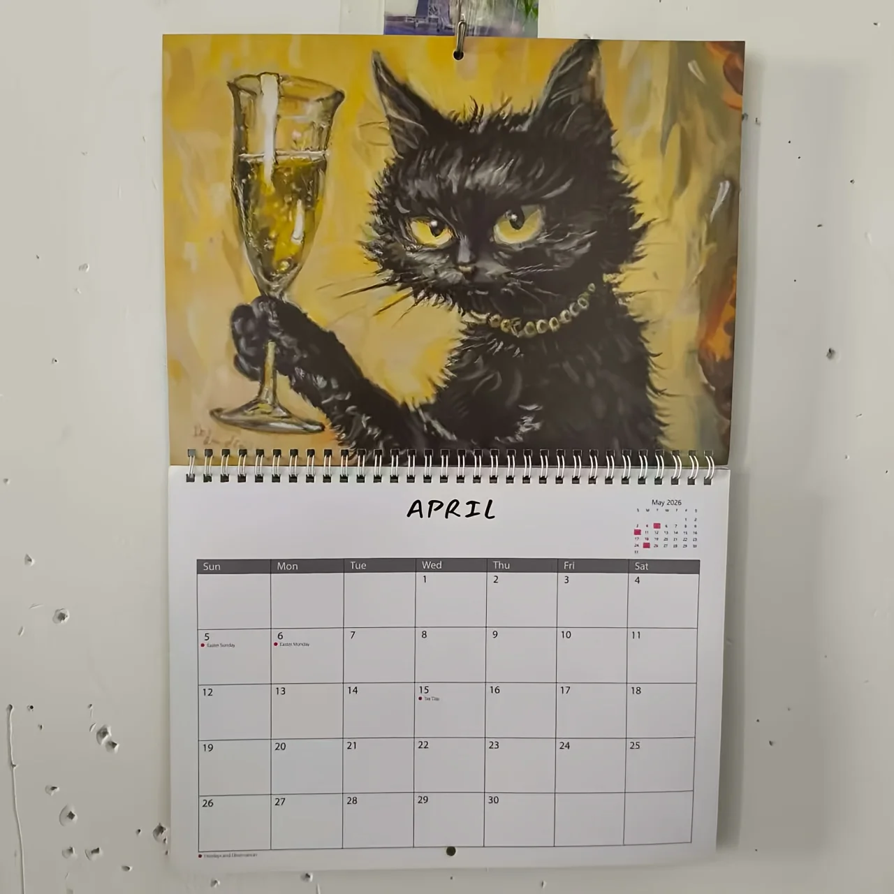 Calendario per gatti potabili 2026 Calendario creativo da appendere per gatti strani, pianificatore di 12 mesi con colori vivaci, perfetto per la casa e l'ufficio