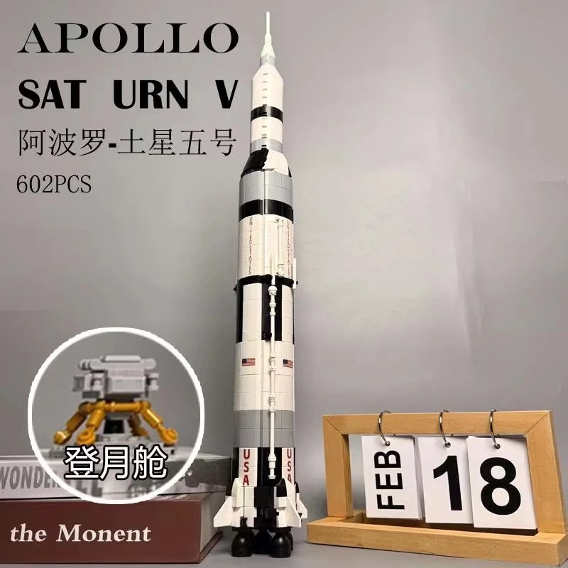 NASA De Apollo Saturn V Raket Bouwstenen Model Kit, Ruimteverkenning Raket Bricks, STEM Wetenschap onderwijs Kinderen Speelgoed Geschenken