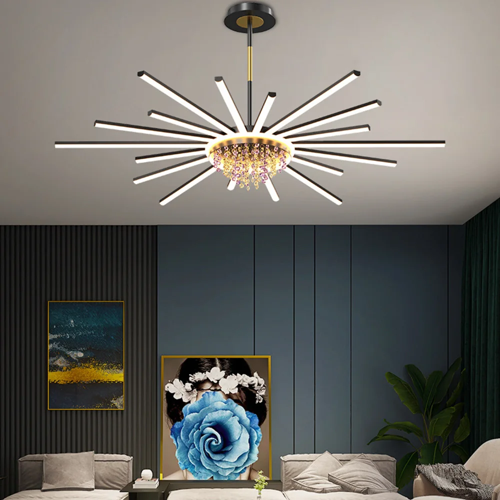 Fogos de artifício lustre controle remoto escurecimento simples e moderno led sala estar jantar quarto apartamento corredor iluminação interior