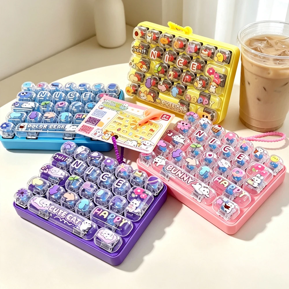 Hot sale Happy Unending Stress Relief 26-Key Mechanical Keyboard Animal Diary Finger Press Toy Keychain gifts