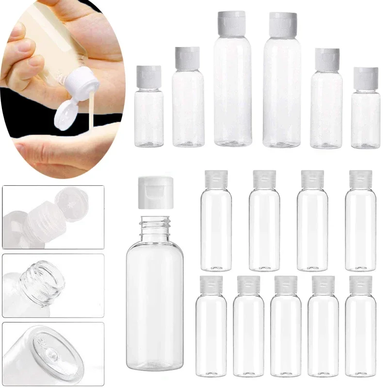 

30Pcs 5/10/20/30/50/60/100ml Empty Mini PET Plastic Squeeze Bottles w/ Flip Caps Travel Container ForConditioner Shampoo Lotion