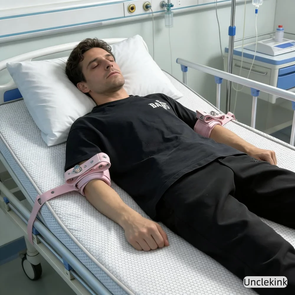 

Розовый хлопковый ремень-фиксатор для рук/ног/стоп с магнитным замком – медицинское устройство для безопасности пожилых людей при раздражительности и для ухода за психическим здоровьем