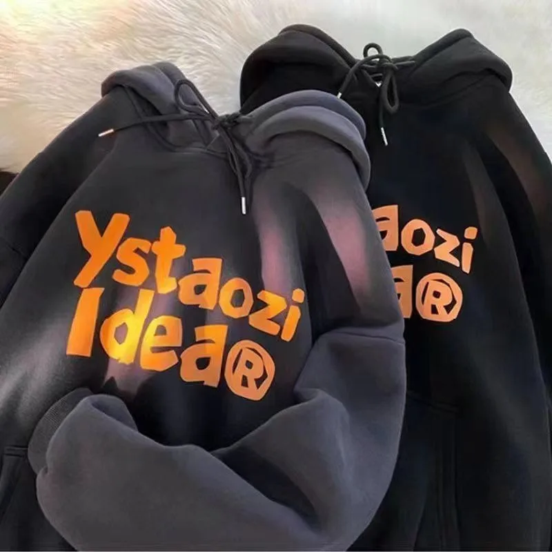 

Осень-зима, свободная удобная изысканная толстовка с капюшоном в гонконгском стиле для мужчин, универсальная повседневная куртка, модный топ для пар