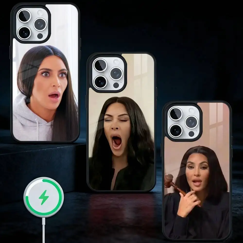 

Чехол для телефона с мемами Ким Кардашьян для iPhone 17, 16, 15, 14, 13 Plus, Pro Max, магнитный, для беспроводной зарядки Magsafe
