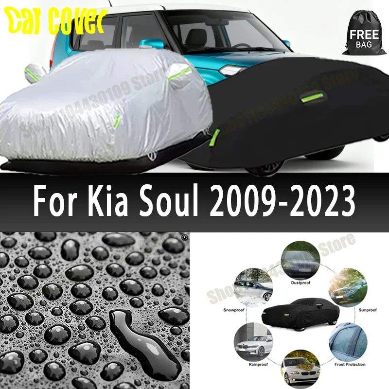 

For Kia Soul 2009-2023 Car Cover Waterproof UV Protection All Weather Dustproof Snow Rain Cover 190T Polyester