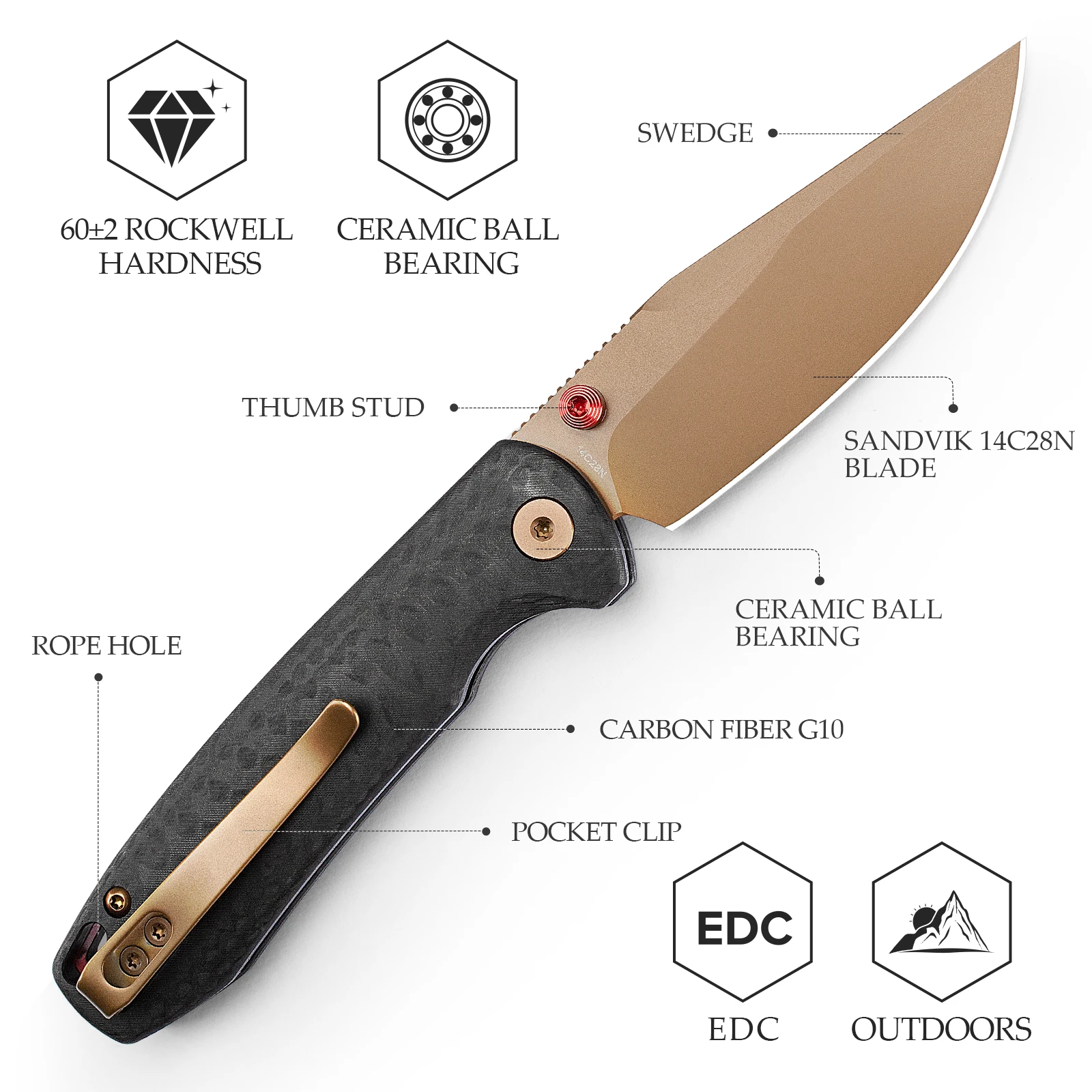 TRIVISA Pocket  Folding Knife EDC for Men 14C28N Blade G10 Handle with Clip Ferramentas Outdoor Survival Camping Fishing Hunting