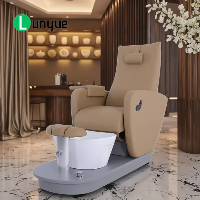 Electric Lounge Chair for Nail with Acrylic Basin Tubular Foot Bath Massage Furniture Manicure Pedicure Spa Station
