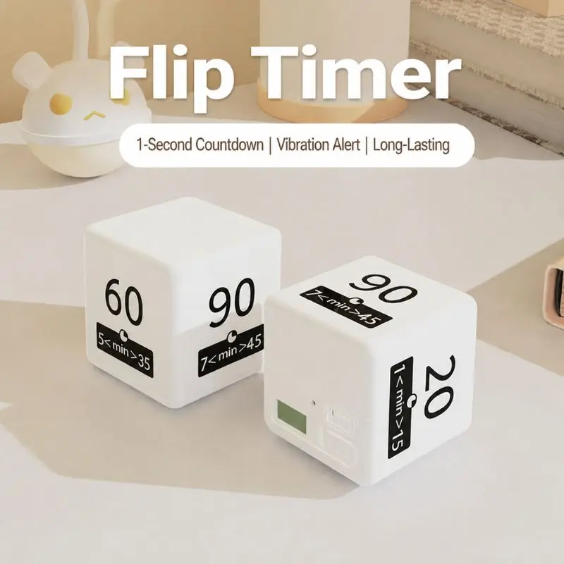 Flip Cube Digital Timer Time Reminder Gadget Student Self Discipline Study Countdown Timer Kitchen Cooking Timing