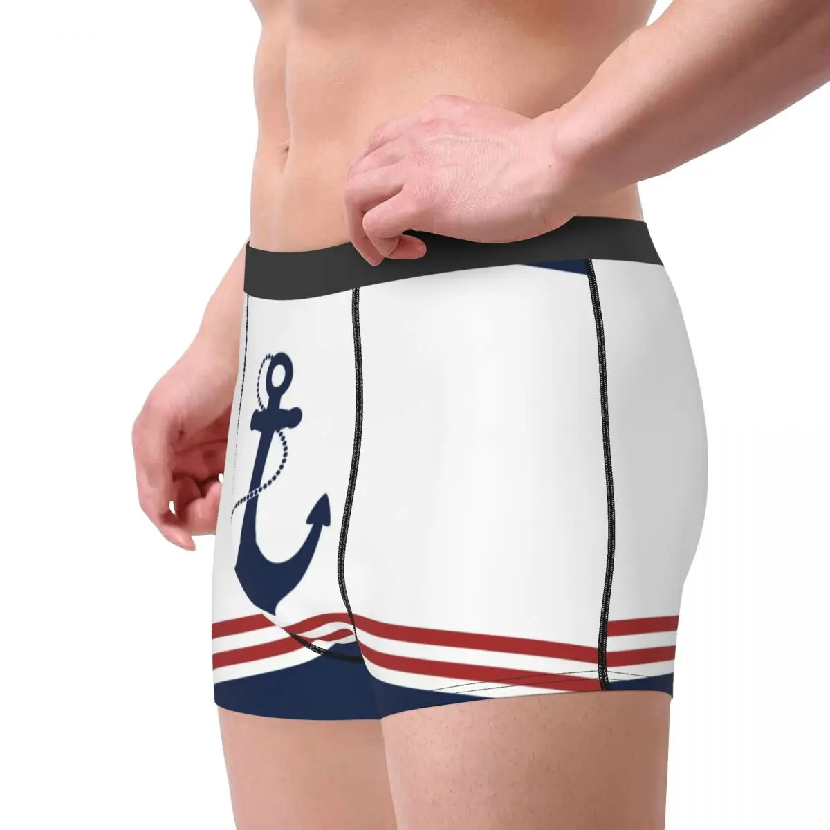 Men Nautical Anchor Underwear Navy Sexy Boxer Shorts Panties Homme Breathable Underpants S-XXL