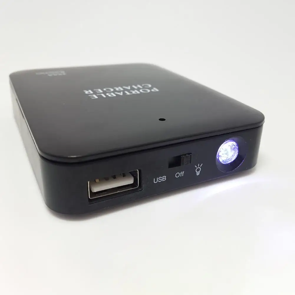 Portable Power Bank Case USB 4 AA Battery External Emergency Charger Case With LED Light For Cell Phone J5C8