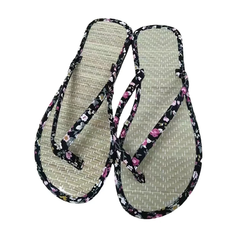 Fashion Women Flat Flip-Flops Slippers Comfortable Non-slip Bamboo Rattan Home Bathroom Slippers Summer Leisure Slippers