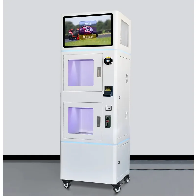 

Customized Double Bin Motorbike Racing Helmet Cleaning Vending Machine with Fog Cleaning Liquid for Safety Helmets
