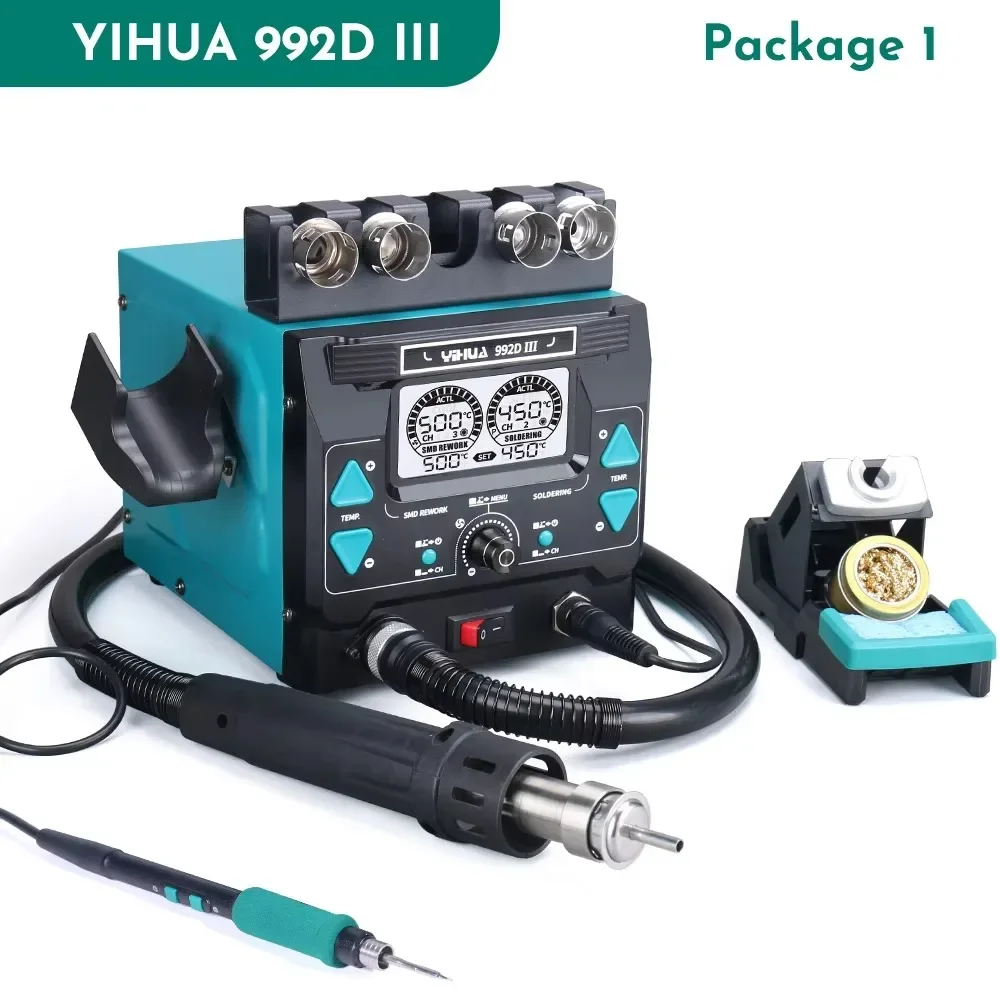 TLF YIHUA992D-III 1000W High Power Rework Soldering Iron Kit With C245 C210 Compatible 2 in 1 Precision Soldering Station