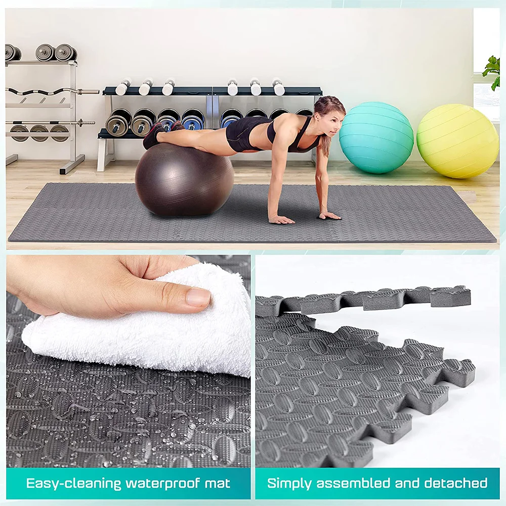 4~12Pcs Puzzle Fitness Mat,Massager Mat,Eva Interlocking Foam Floor Tiles for Home Gym,Home Gym Equipment Mat,Non-Slip Floor Mat