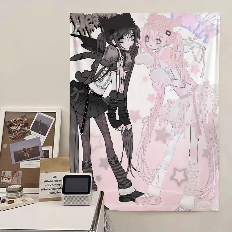 فتاة حلوة معلقة من القماش الكرتوني لطيف خلفية القماش فتاة القلب غرفة نوم غرفة جدار ديكور المنزل