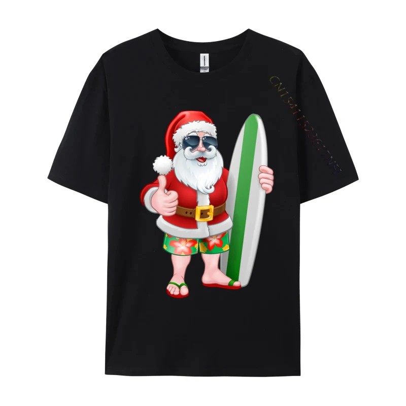 Cool Santa tabla de surf sombras dibujos animados cómoda camiseta empresa fresco tela de algodón hombres camiseta Hip Hop camisetas al por mayor