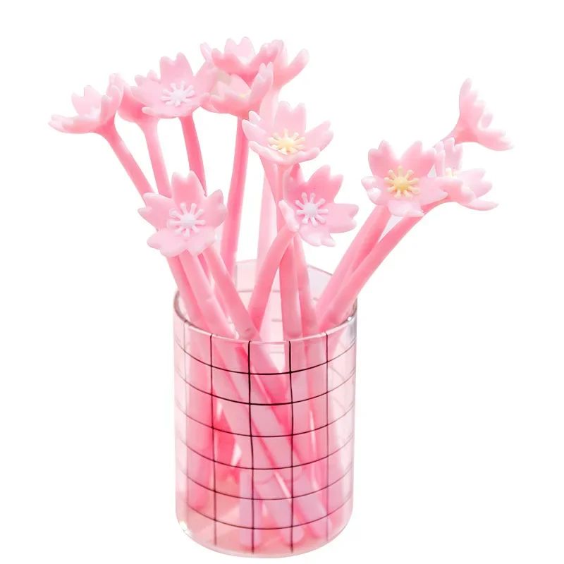 

50PCS Korean Creative Aesthetic Cherry Blossom Neutral Pen Small Fresh Lovely Flower Gel Pen Kawaii School Supplies Stationery