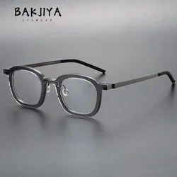 Denmark Design Pure Titanium Acetate Eyeglasses Frames Screwless Eyewear Men and Women Retro Square Clear Gray Glasses Frames