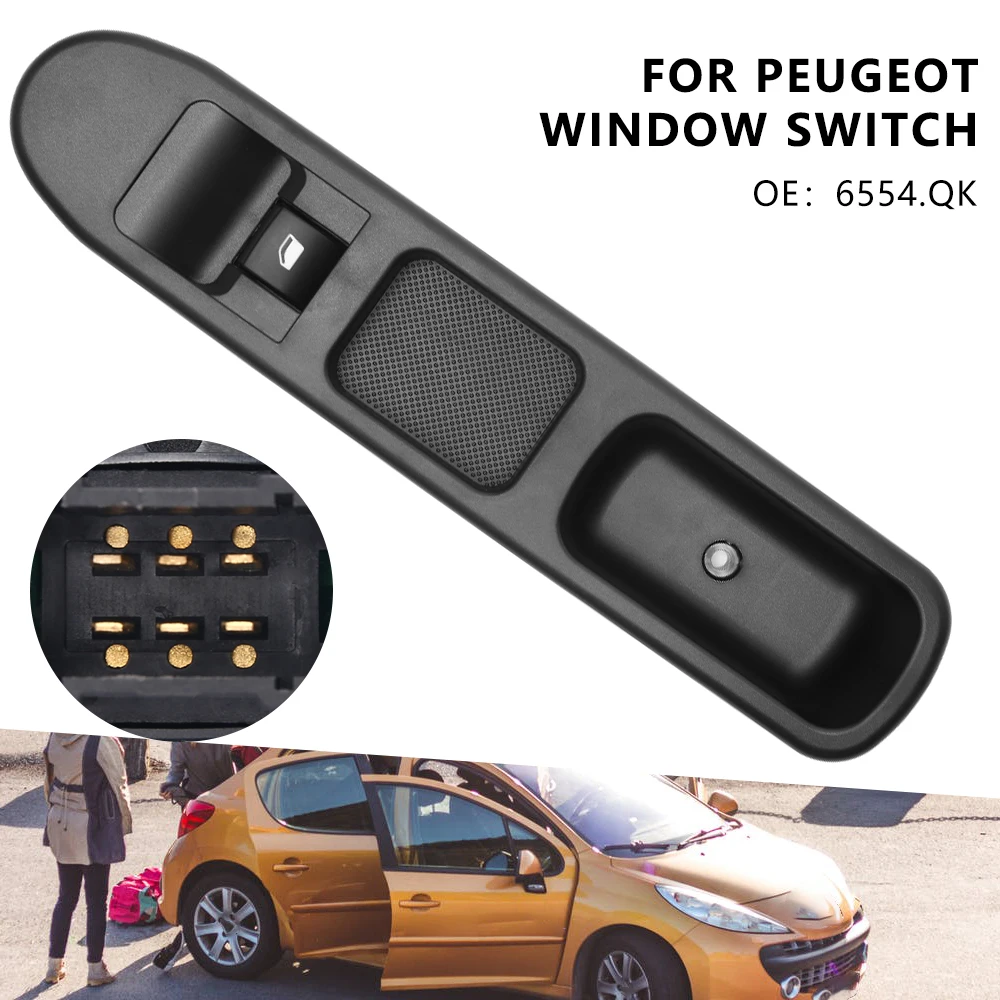 1-4szt Peugeot 207 Przełącznik sterowania szybą samochodową Przedni regulator szyby po stronie pasażera Panel przełącznika podnoszenia OE 6654QK 6 PIN